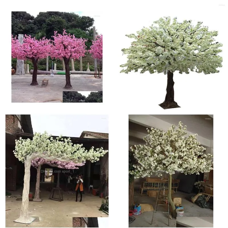 decorative flowers customized size half ball artificial fake cherry blossom tree silk flower trees