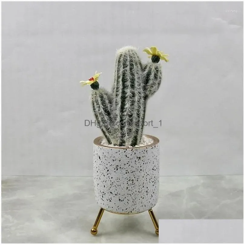 decorative flowers artificial plastic cactus succulent prickly pear potted plant eco-friendly home office desktop with pot