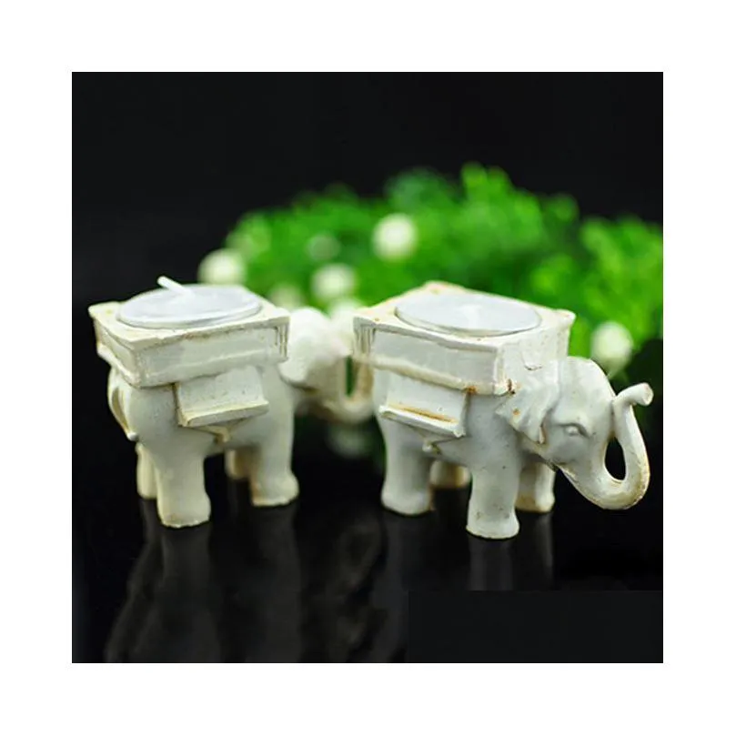 Other Festive & Party Supplies 50Pcs/Lot Bridal Wedding Shower Favor Gift Ivory Fun Elephant Tea Light Candle Holder With Elegant Pack Dh984