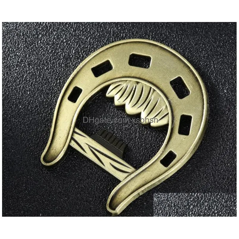 100pcs horseshoe design bronze bottle opener in gift box wedding beer openers bar party supplies sn2334