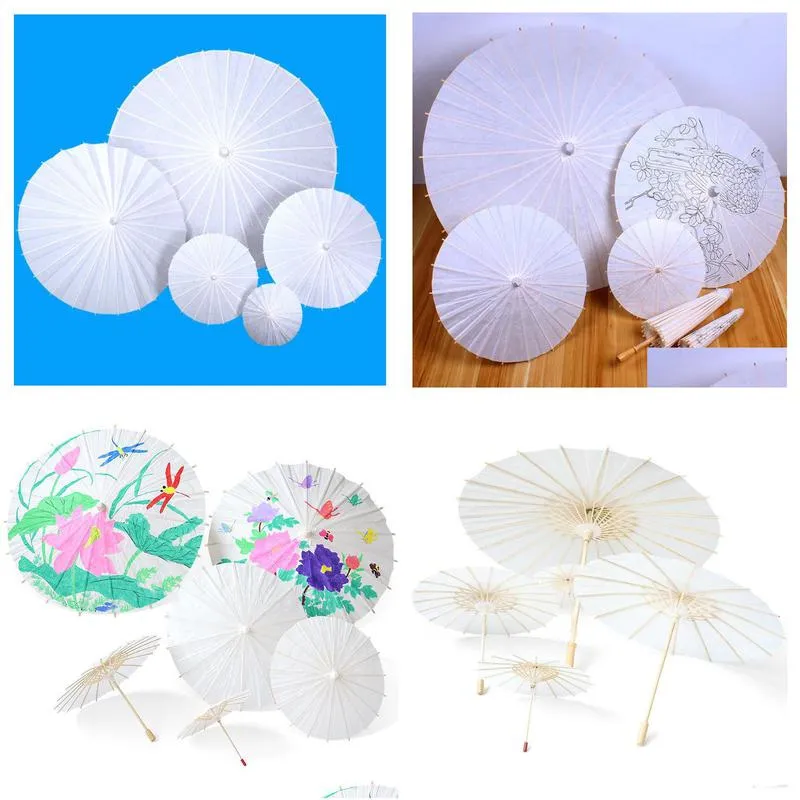  20/30/40/60cm handmade colored paper umbrella traditional kids diy painting paper umbrella decor arts and crafts supplies sn