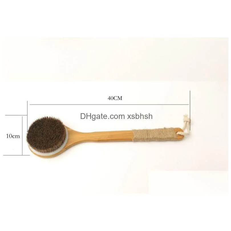 natural horsehair dry skin body brush back scrubber remove dead skin brush with bamboo handle spa massage