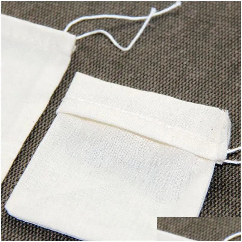 1000pcs pure cotton yarn bag 80 x 100mm tea filter bags drawstring strainer repeated use cotton no bleach 