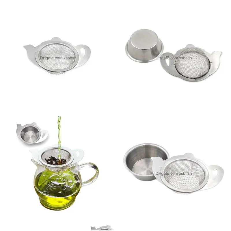 200pcs stainless steel teapot type tea tilter strainer mesh for teapot mugs cups loose tea brewing tools