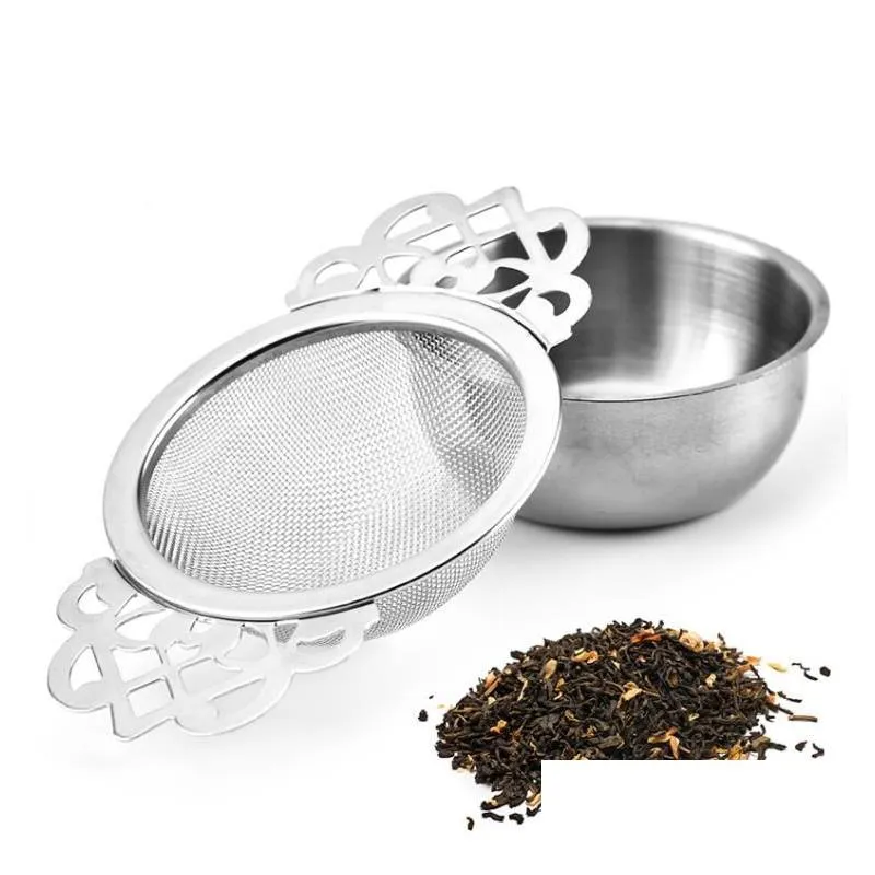 empress tea strainers with drip bowls mesh tea infuser stainless steel loose leaf tea filter with double winged handles sn4412