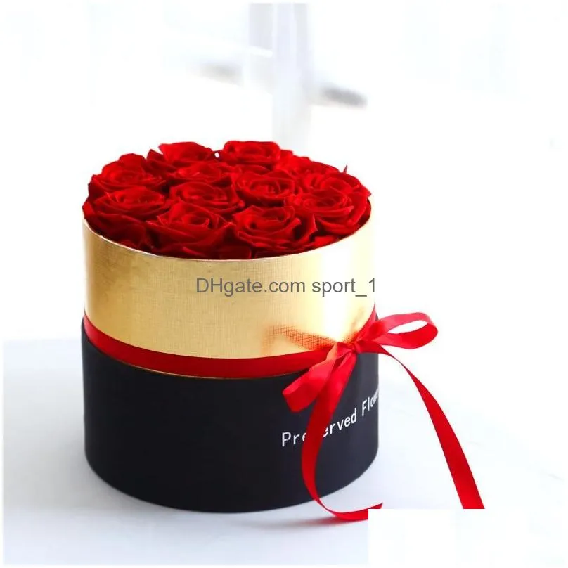 wreaths decorative flowers wreaths red real preserved rose eternal flower with box set wedding bouquet mothers day gift romantic