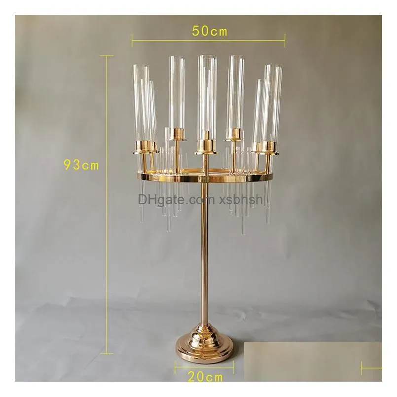 4pcs 9heads metal candlestick candelabra candle holders stands wedding table centerpieces flower vases road lead party decor sn