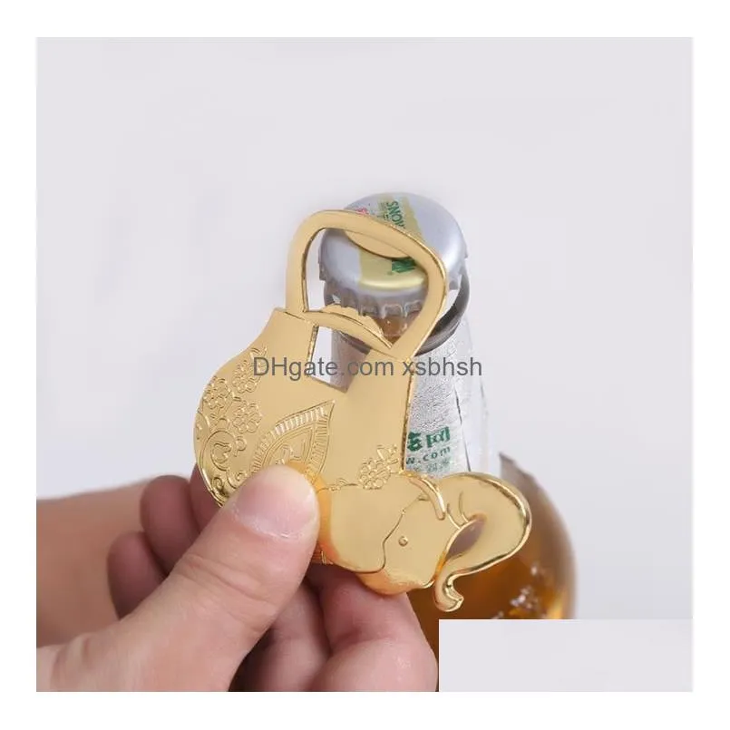 100pcs metal gold lucky golden elephant bottle opener openers wedding shower gift favors party sn2167