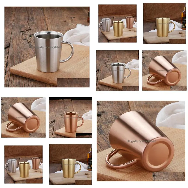 60pcs fashion 320ml 12oz vacuum cups stainless steel mug double wall beer cup insulated milk thermo coffee mug with handles