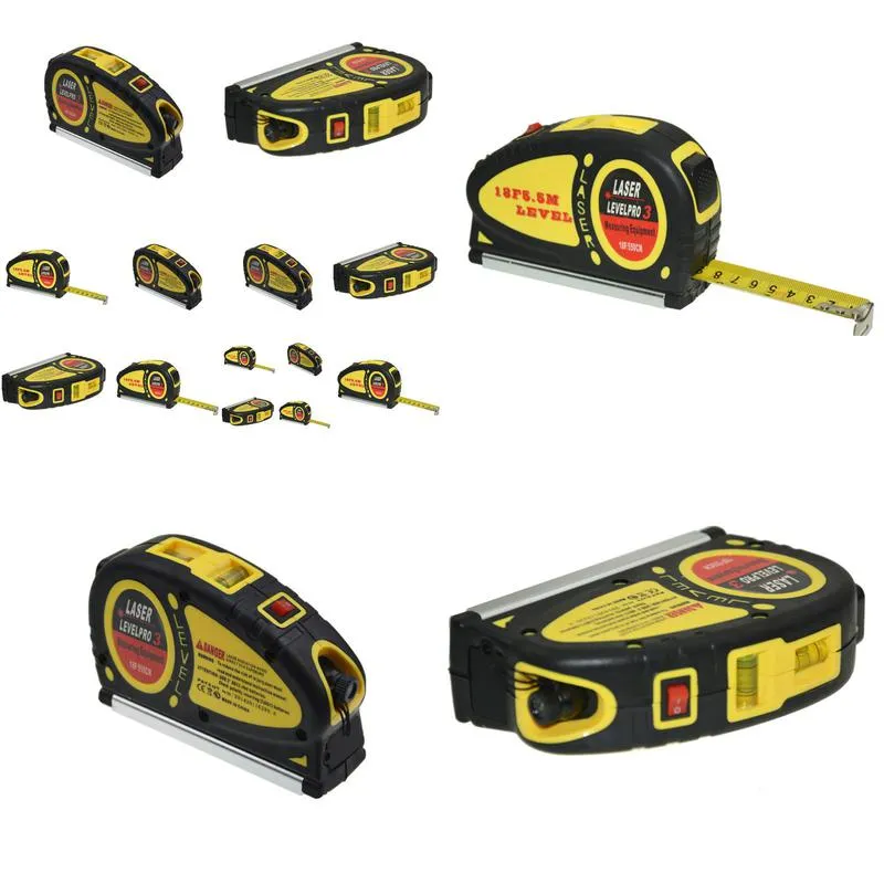 100pcs 5m portable laser level tape measure horizontal vertical line ruler align laser measurement for distance measuring