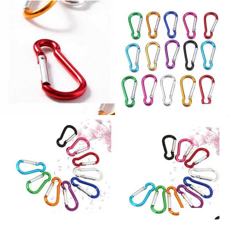 2000pcs aluminum alloy carabiner spring snap clip hooks keychain climbing hiking outdoor activities