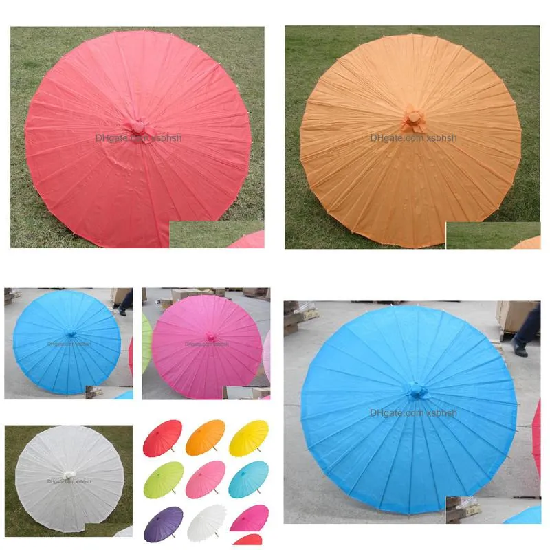 60pcs wedding decor accessories paper parasol sun umbrellas handmade 33/84cm diameter solid color paper umbrella chinese style