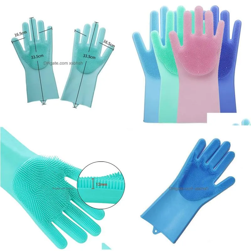 30pair silicone rubber dish washing gloves eco-friendly scrubber cleaning for multipurpose kitchen bed bathroom tools