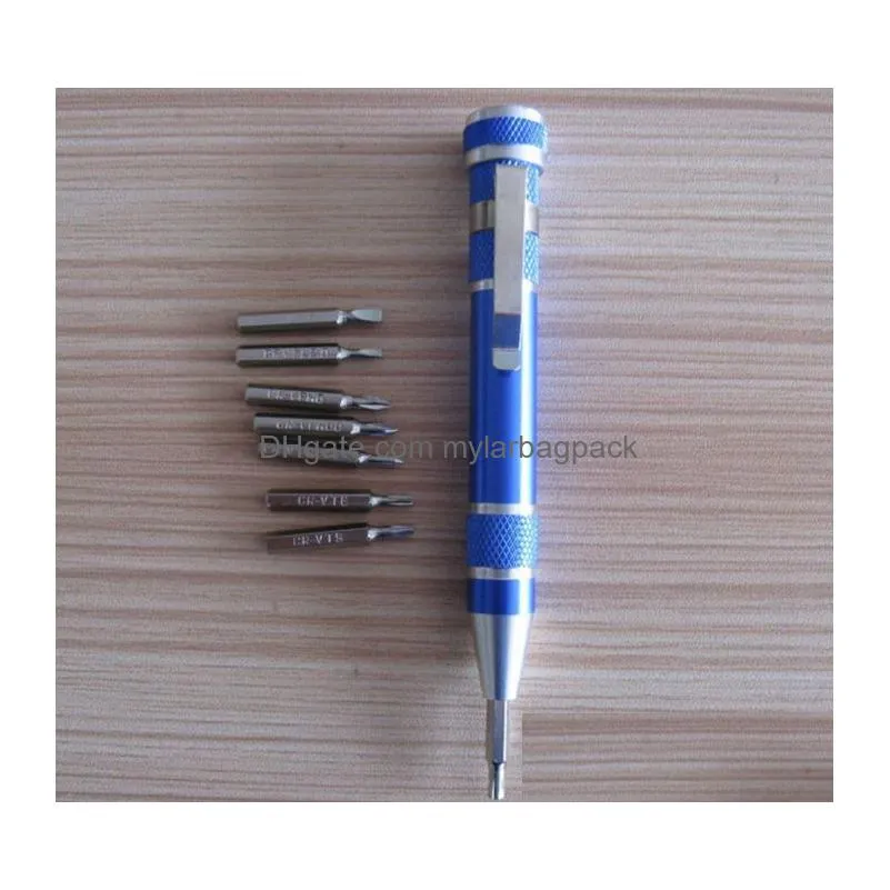 Screwdrivers 8 In 1 Precision Magnetic Pen Style Screwdriver Screw Bit Set Slotted Phillips Torx Hex V1.5-3.5 Repair Portable Diy Tool Dhklf
