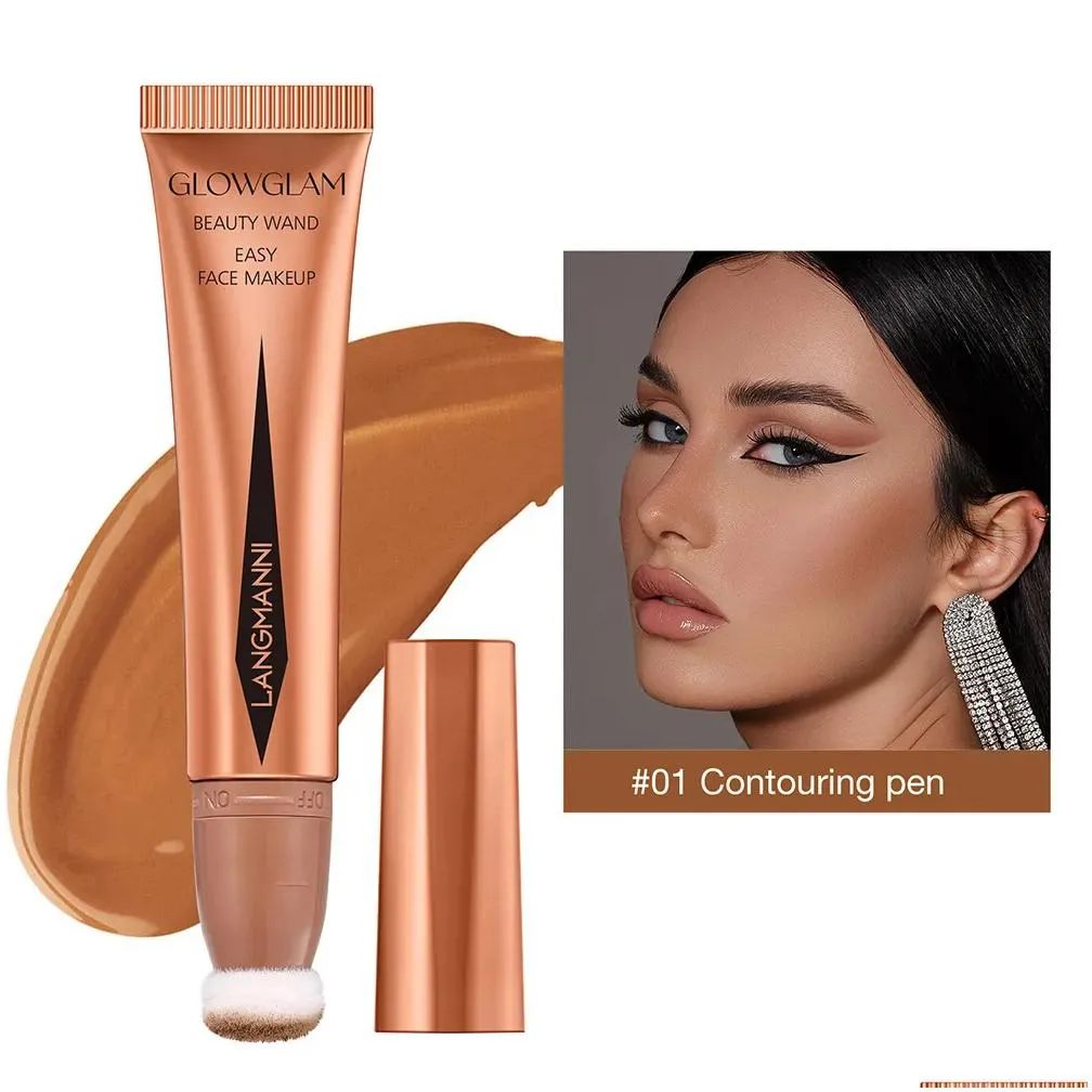 Easy Face Contour Makeup Cream Beauty Wand Highlighter Blush and Contour Lightweight & Long Lasting Blendable Super Silky Creme For Finish Facial