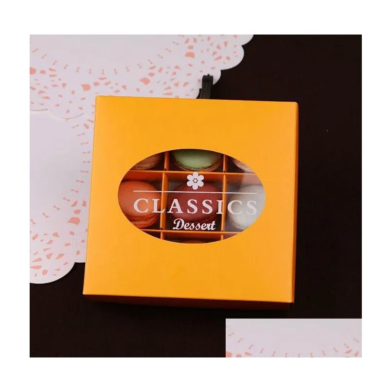 wholesale 100pcs/lot christmas macarons box of chocolate packaging box/cookie box of 9 tablets dhs fedex 