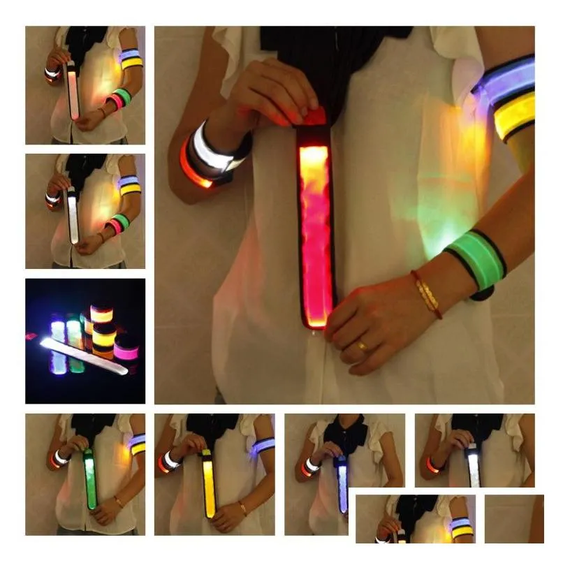 500pcs/lots nylon led sports slap wrist strap bands wristband light flash bracelet glowing armband flare strap for party ya1031