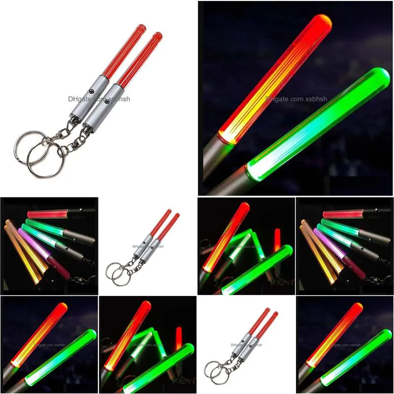 120pcs party supplies led flashlight stick keychain mini torch aluminum ring durable glow pen magic wand stick lightsaber