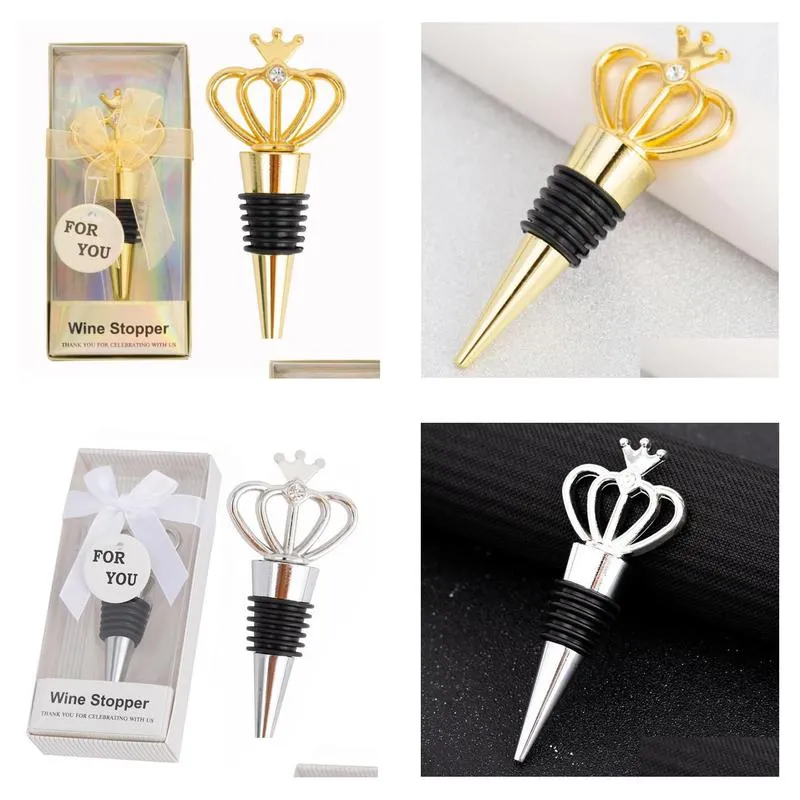diamond crown wine bottle stopper silver stoppers home kitchen bar tool metal seal stoppers wedding guest gifts sn214