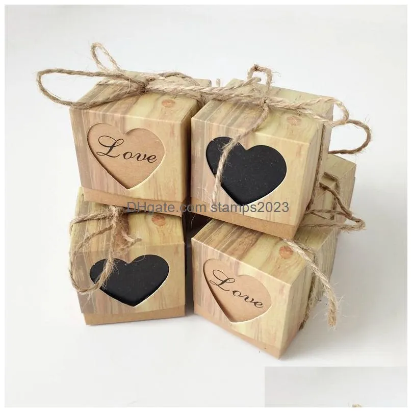 Gift Wrap 500Pcs Gift Wrap Kraft Paper Hollow Out Love Heart Favor Box Wedding Birthday Party Handmade Soap Jewelry Candy Packaging Dr Dhl5Y