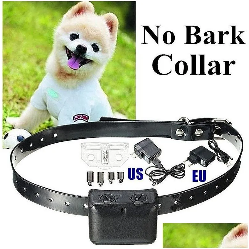 10pcs us/eu plug 7 sensitivity levels anti-bark barking stopper waterproof vibration prior dog pet training collar with charge