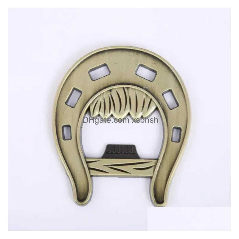 100pcs horseshoe design bronze bottle opener in gift box wedding beer openers bar party supplies sn2334