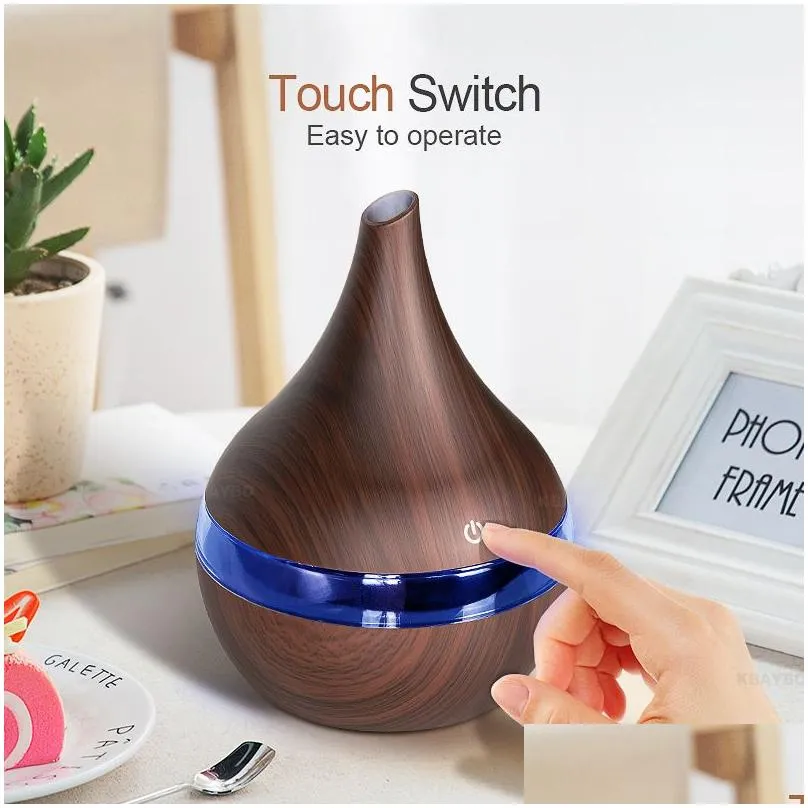 300ml Ultrasonic Aroma Diffuser Humidifier Wood Grain Mute Cool Mist Maker for Office Home Bedroom  Oil Diffuser