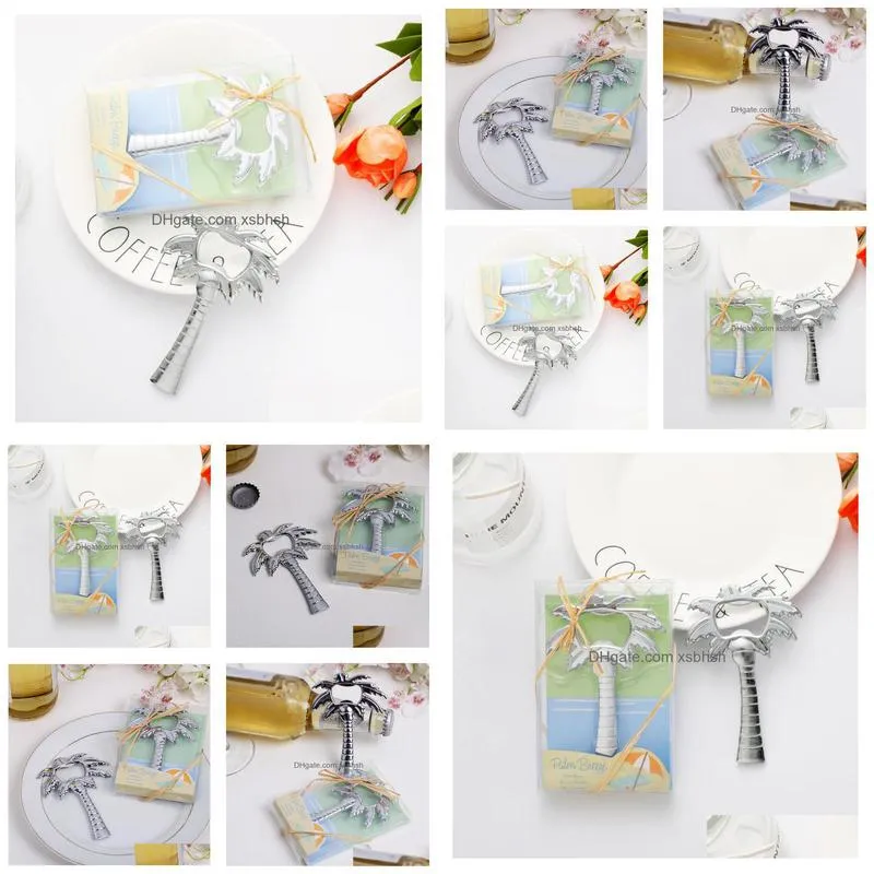 100pcs / lot palm breeze chrome palm tree bottle opener wedding bridal shower favors and gifts beer opener sn2357