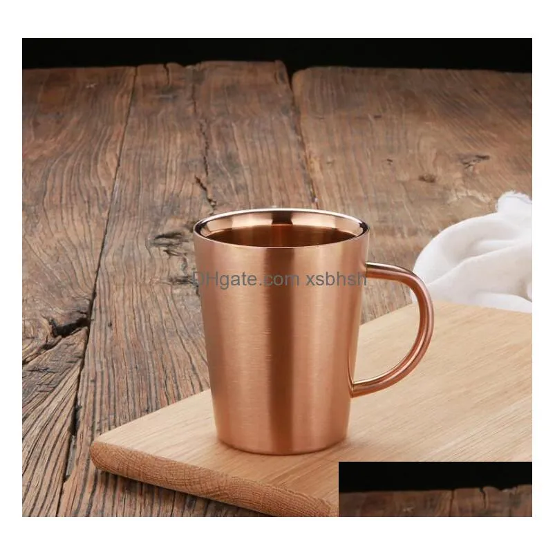 60pcs fashion 320ml 12oz vacuum cups stainless steel mug double wall beer cup insulated milk thermo coffee mug with handles