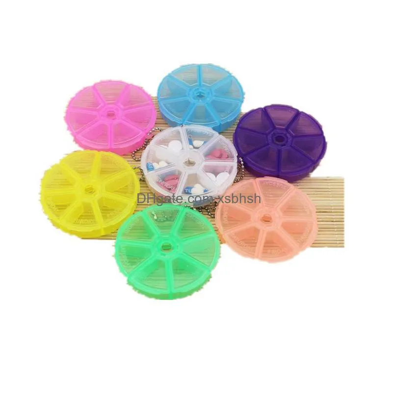 500pcs 7 day weekly round plastic pill medicine organizer dispenser travel holder tablet box container boxes 