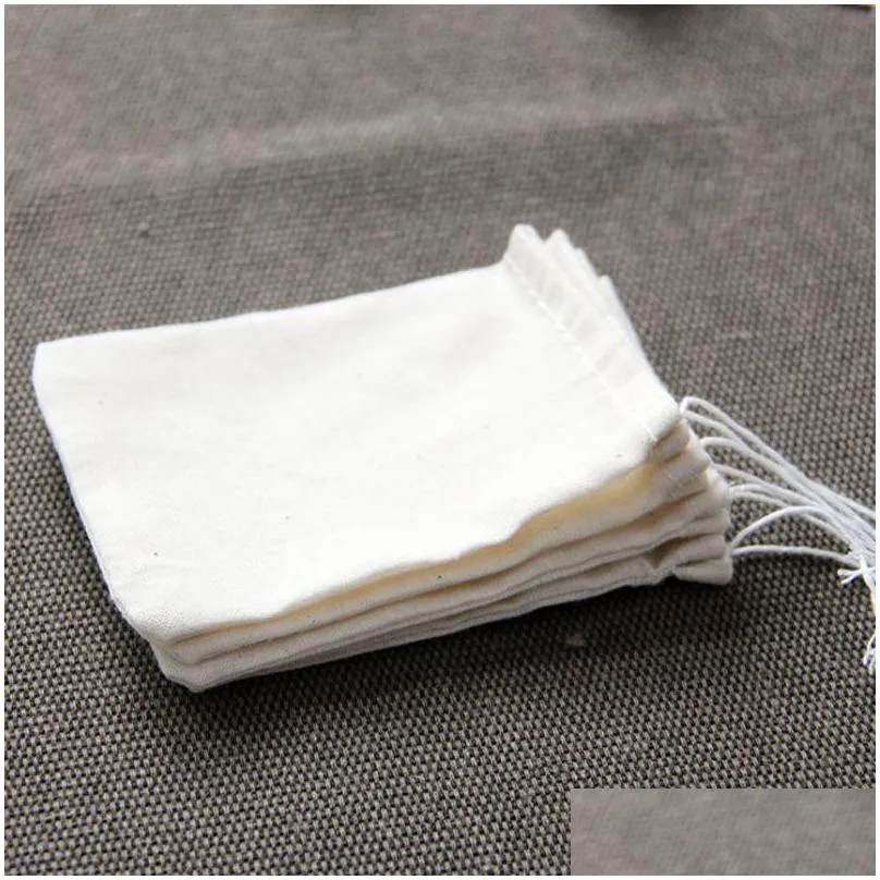 1000pcs pure cotton yarn bag 80 x 100mm tea filter bags drawstring strainer repeated use cotton no bleach 