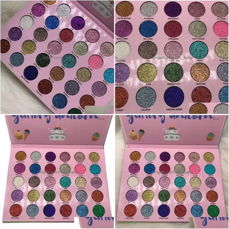 shadow waterproof longlasting glitter eyeshadow palette 30 colors happy unicron glitter party easy to wear dhs eye makeup