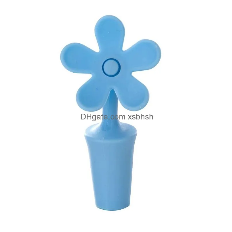 bar tools silicone wine champagne bottle caps candy color flower style wine stopper wholesale
