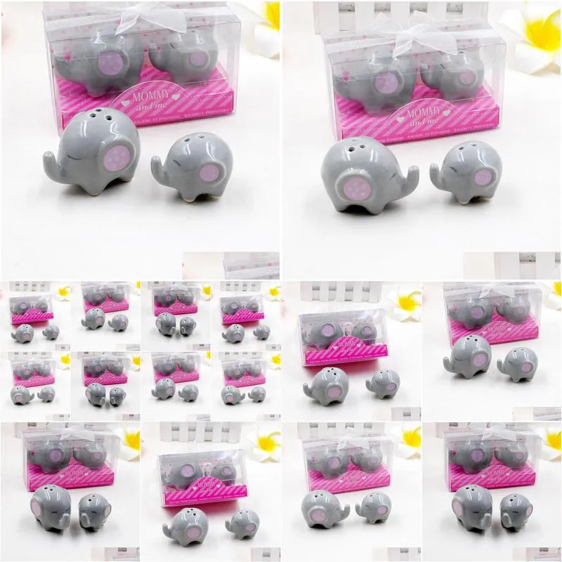 200pcs100sets party giveaways of little peanut elephant ceramic salt and pepper shakers for bridal shower wedding favors sn