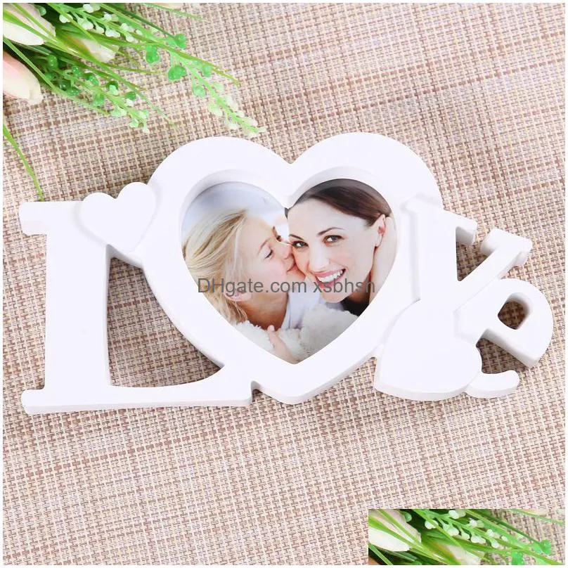 50pcs/lot pure love p o frame white heart shape with one picture 4x4 for baby and sweet lover gift