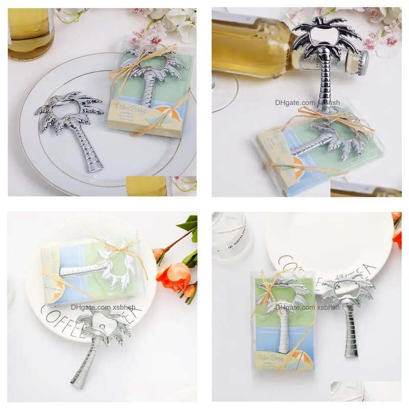 100pcs / lot palm breeze chrome palm tree bottle opener wedding bridal shower favors and gifts beer opener sn2357