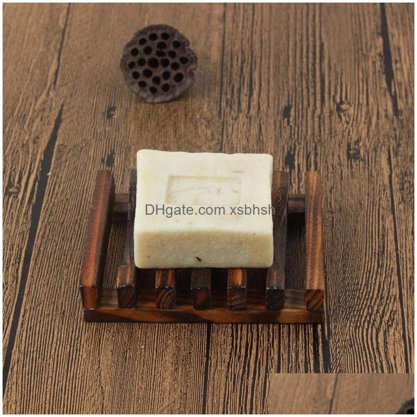 wholesale handmade natural wooden bathroom wood soap dish kitchen tub sponge storage rack soap holder