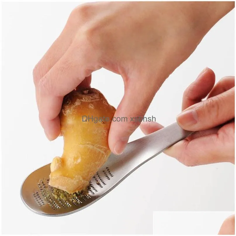 100pcs/lot kitchen stainless steel lemon mixer ginger grater wasabi garlic grinding tools cheese grater mixing spoon