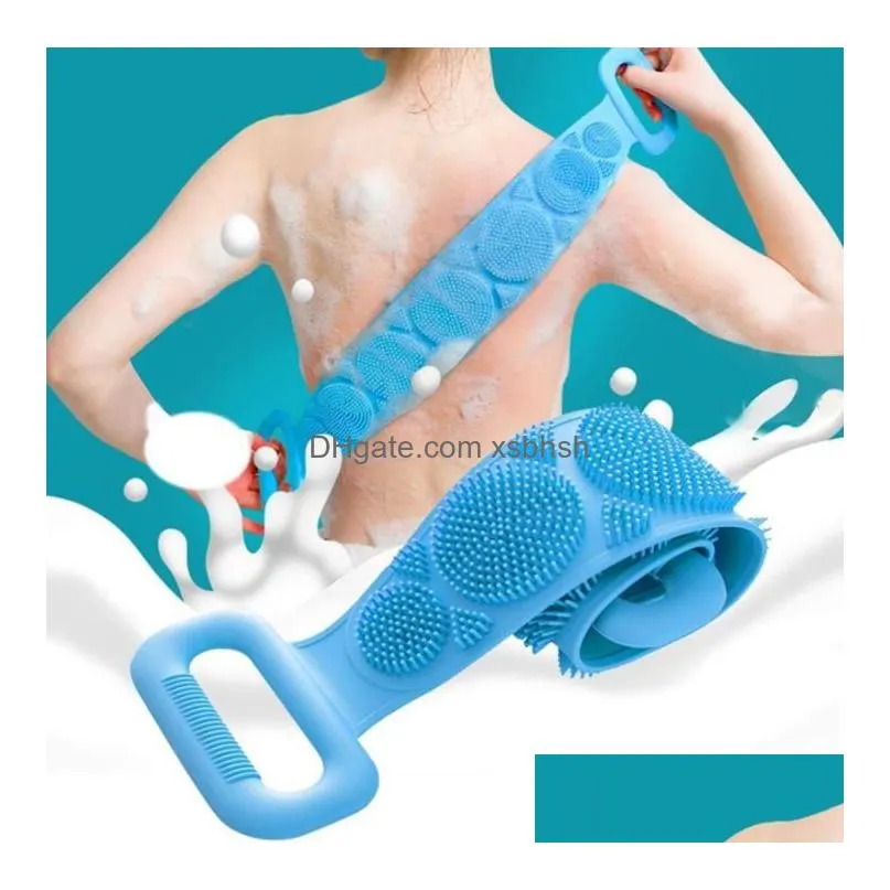 home magic silicone bath brushes towels rubbing back mud peeling body massage shower extended scrubber skin clean sn2268