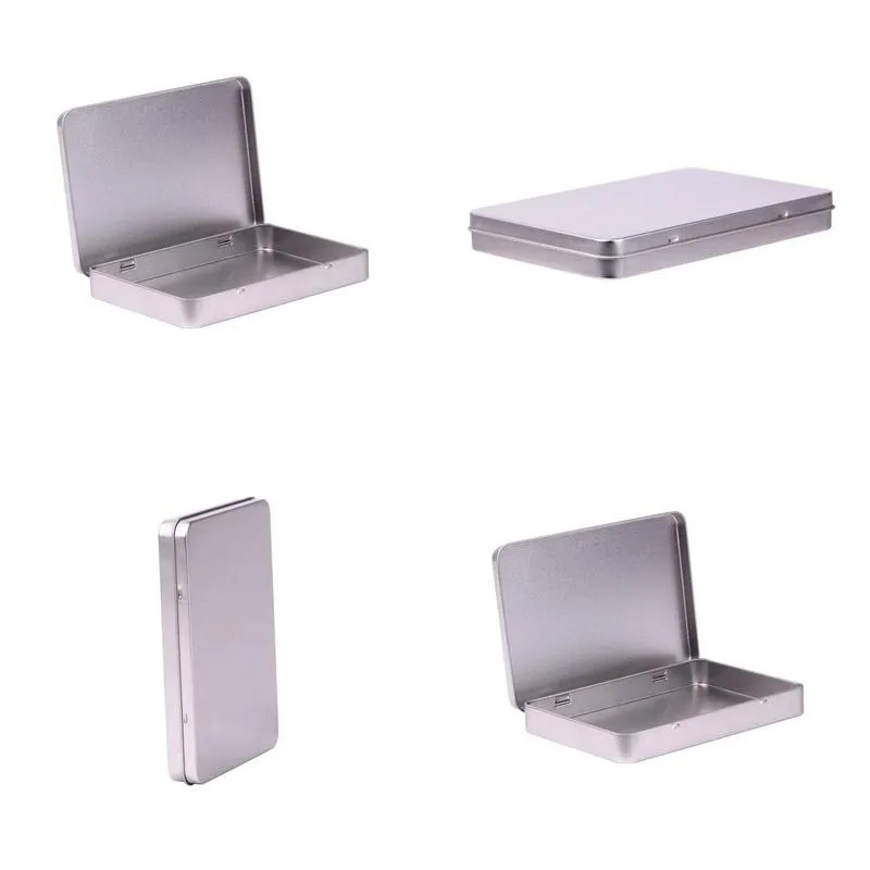 wholesale 100pcs metal tin box p o postcard large rectangle classic silver jewelry holder storage box 170x13x26mm