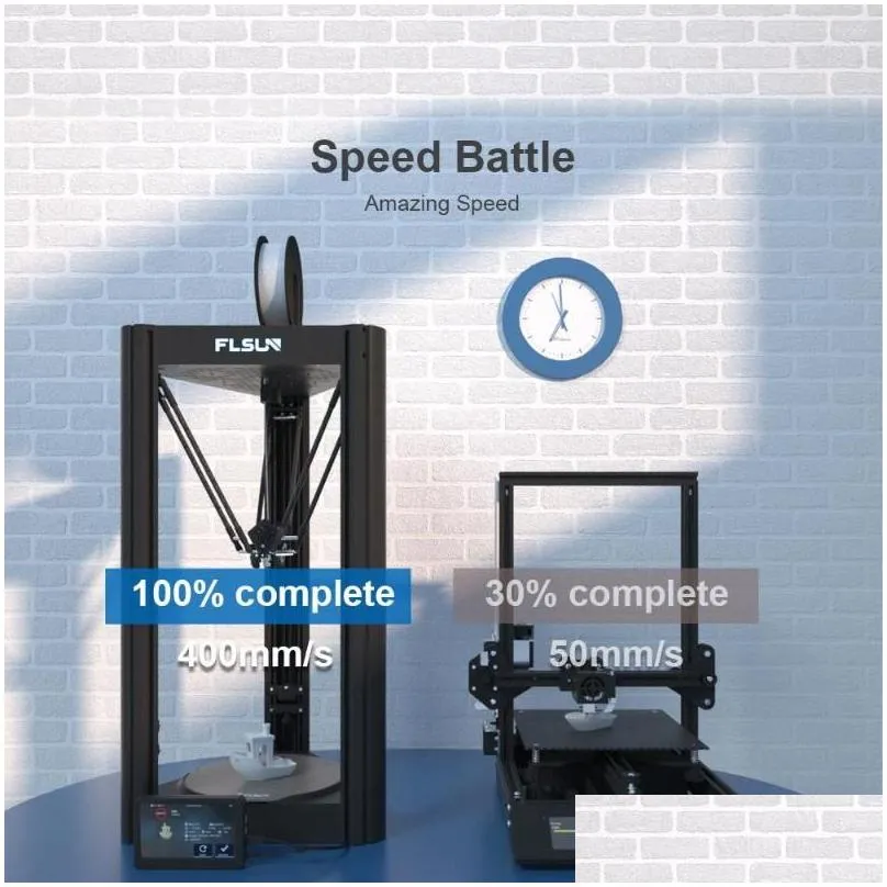 Printers FLSUN V400 3D Printer Delta FDM 400mm/s Supporting Software:flsun System 1.0 300mm 410mm Direct Drive Extruder