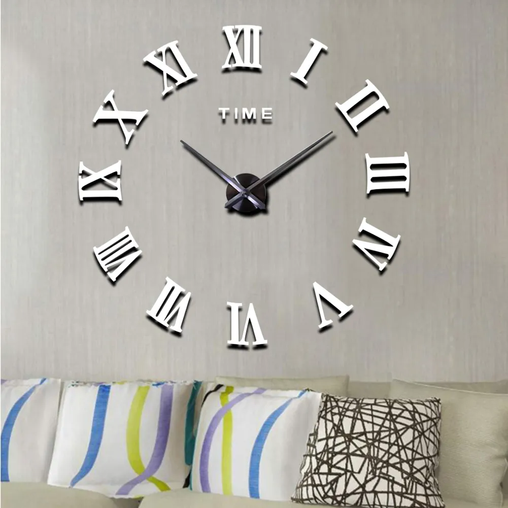 3d wall clock creative mirror wall clock diy oversized mirror wall clock