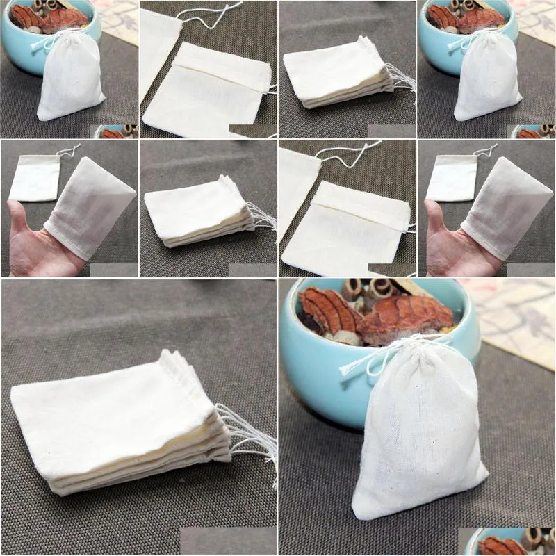 1000pcs pure cotton yarn bag 80 x 100mm tea filter bags drawstring strainer repeated use cotton no bleach 