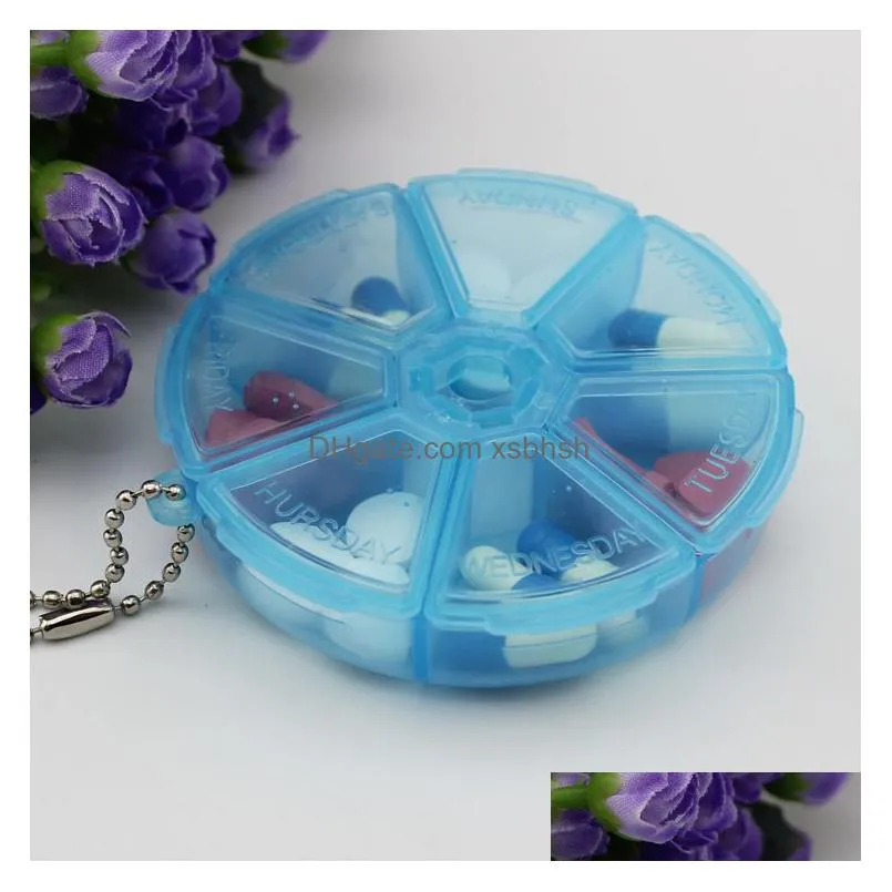 500pcs 7 day weekly round plastic pill medicine organizer dispenser travel holder tablet box container boxes 