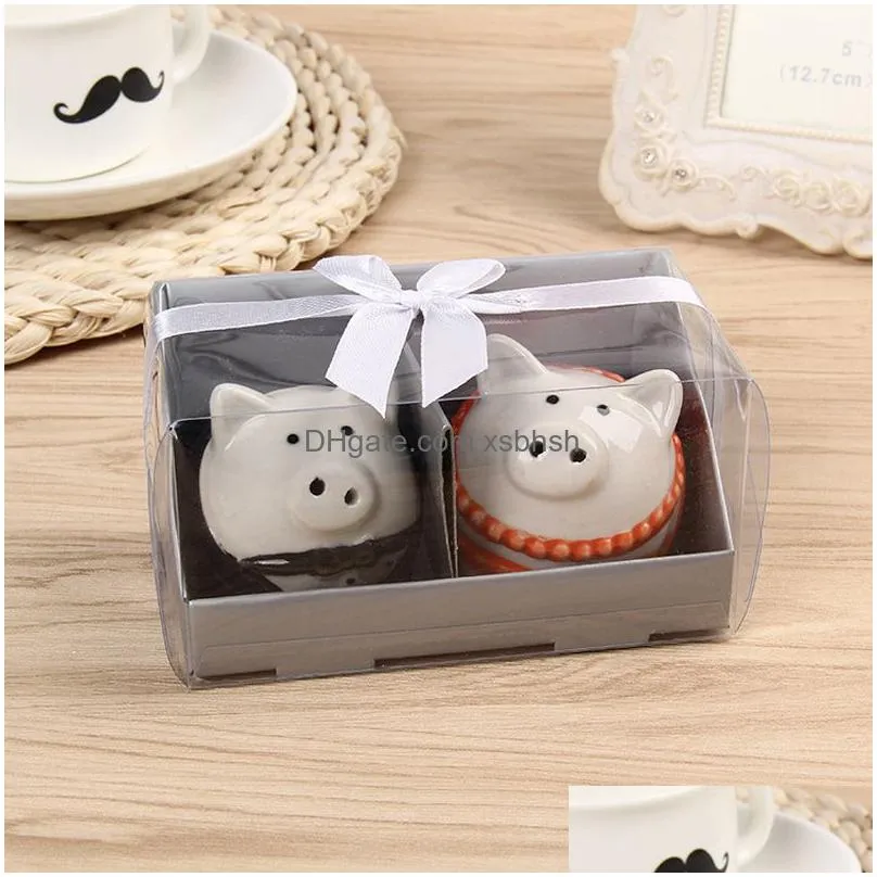 2pcs/set pig couple salt and pepper shaker wedding shower party gifts dhs fedex 
