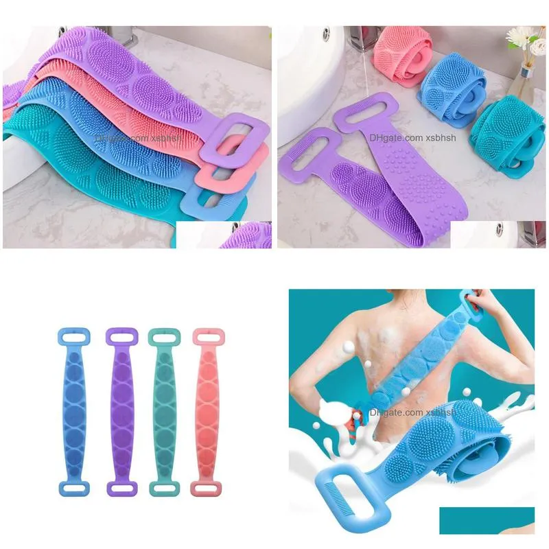 home magic silicone bath brushes towels rubbing back mud peeling body massage shower extended scrubber skin clean sn2268