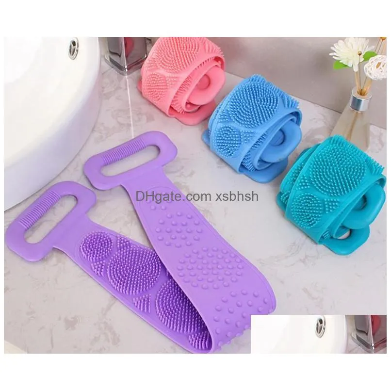 home magic silicone bath brushes towels rubbing back mud peeling body massage shower extended scrubber skin clean sn2268