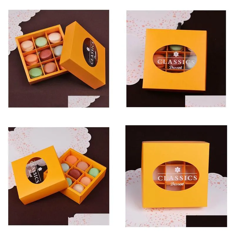 wholesale 100pcs/lot christmas macarons box of chocolate packaging box/cookie box of 9 tablets dhs fedex 