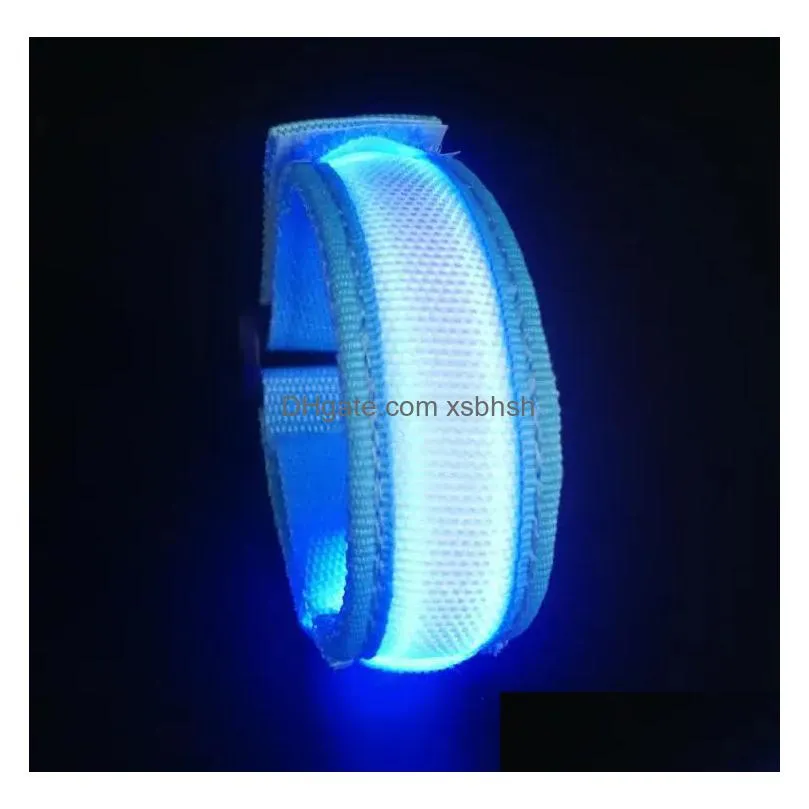 led festival glow wrist band concert glowing bracelet nylon weaving party flashing light up wristband bracelets supplies sn4551