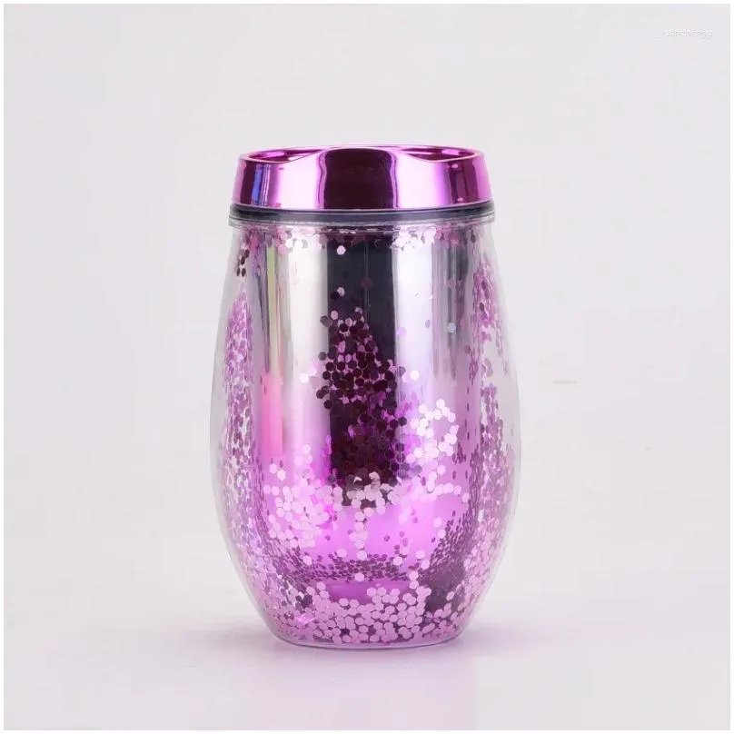 Water Bottles Double Layered Acrylic Gold Onion Glitter Creative Electroplating Gradient Color Cup
